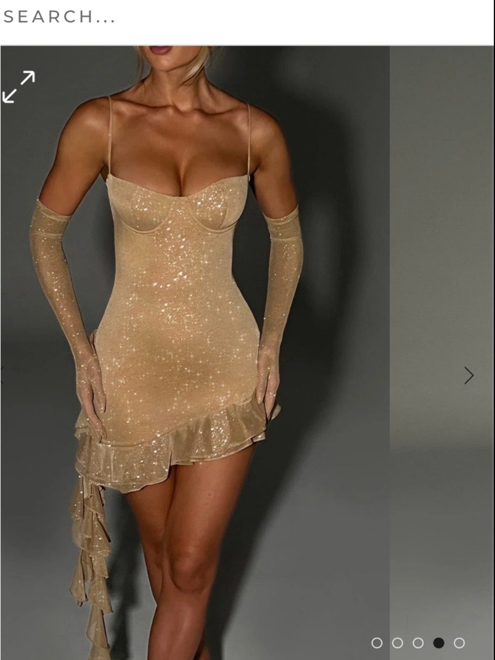 Sparkling Tan Ruffle-Hem Mini Dress - Picture 2 of 2